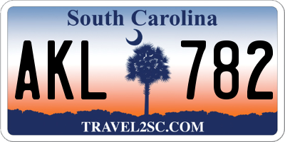 SC license plate AKL782