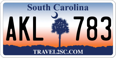 SC license plate AKL783
