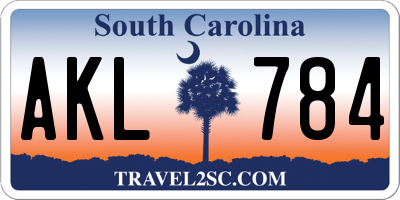 SC license plate AKL784