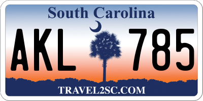 SC license plate AKL785