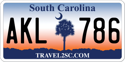 SC license plate AKL786