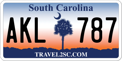 SC license plate AKL787