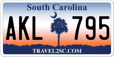 SC license plate AKL795