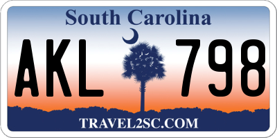 SC license plate AKL798