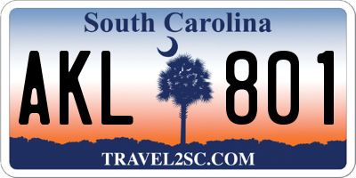 SC license plate AKL801