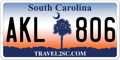 SC license plate AKL806