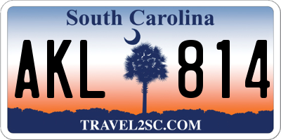 SC license plate AKL814
