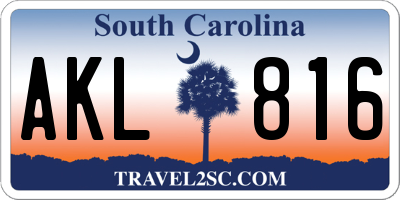 SC license plate AKL816