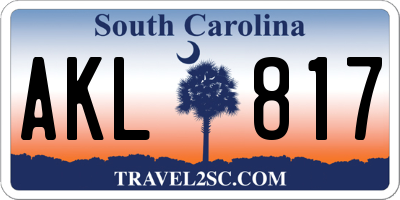 SC license plate AKL817