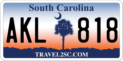 SC license plate AKL818