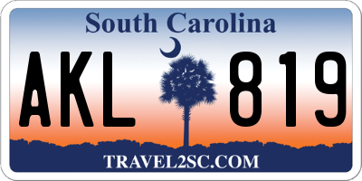 SC license plate AKL819