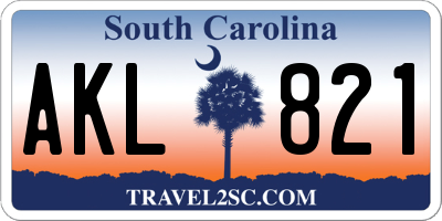 SC license plate AKL821