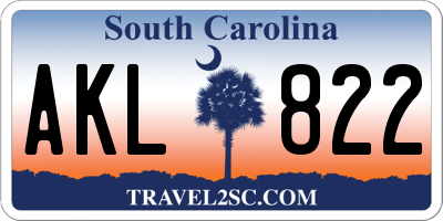 SC license plate AKL822