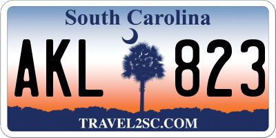 SC license plate AKL823