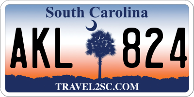 SC license plate AKL824