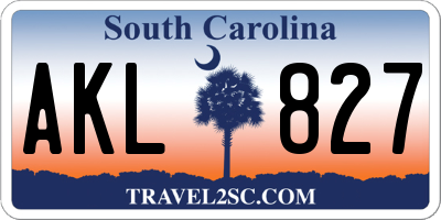 SC license plate AKL827