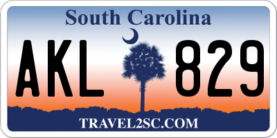 SC license plate AKL829