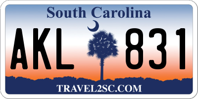 SC license plate AKL831