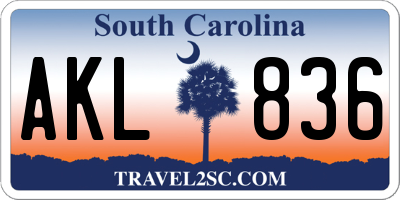 SC license plate AKL836