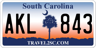 SC license plate AKL843