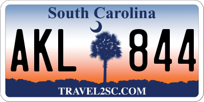 SC license plate AKL844