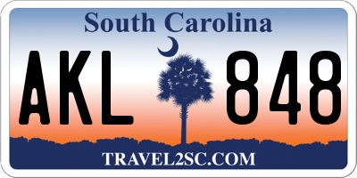 SC license plate AKL848