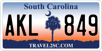 SC license plate AKL849