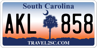 SC license plate AKL858