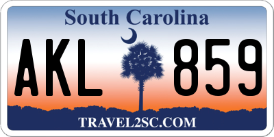 SC license plate AKL859