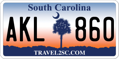 SC license plate AKL860