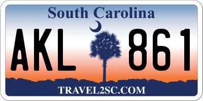 SC license plate AKL861