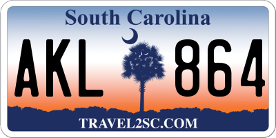 SC license plate AKL864