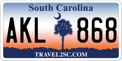 SC license plate AKL868