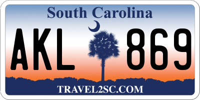 SC license plate AKL869