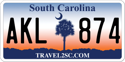 SC license plate AKL874