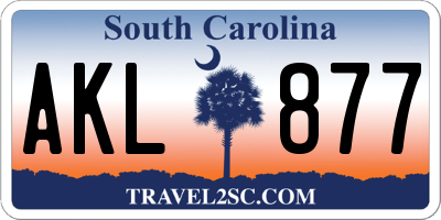 SC license plate AKL877