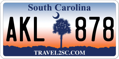 SC license plate AKL878