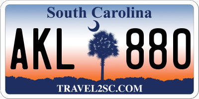 SC license plate AKL880