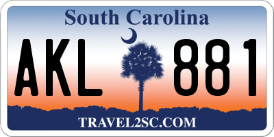 SC license plate AKL881