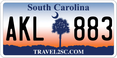 SC license plate AKL883