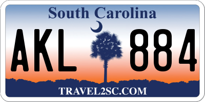 SC license plate AKL884