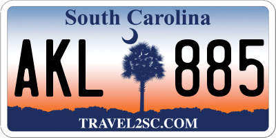 SC license plate AKL885