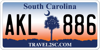 SC license plate AKL886