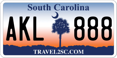 SC license plate AKL888