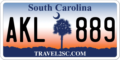 SC license plate AKL889