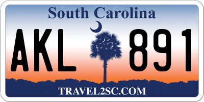 SC license plate AKL891