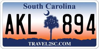 SC license plate AKL894