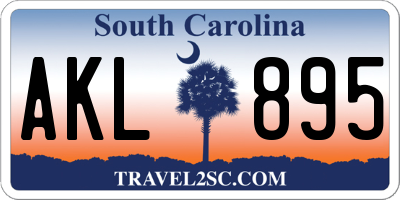 SC license plate AKL895