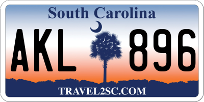SC license plate AKL896