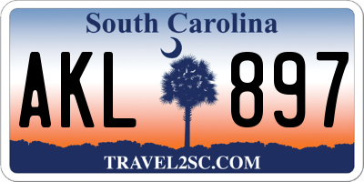 SC license plate AKL897